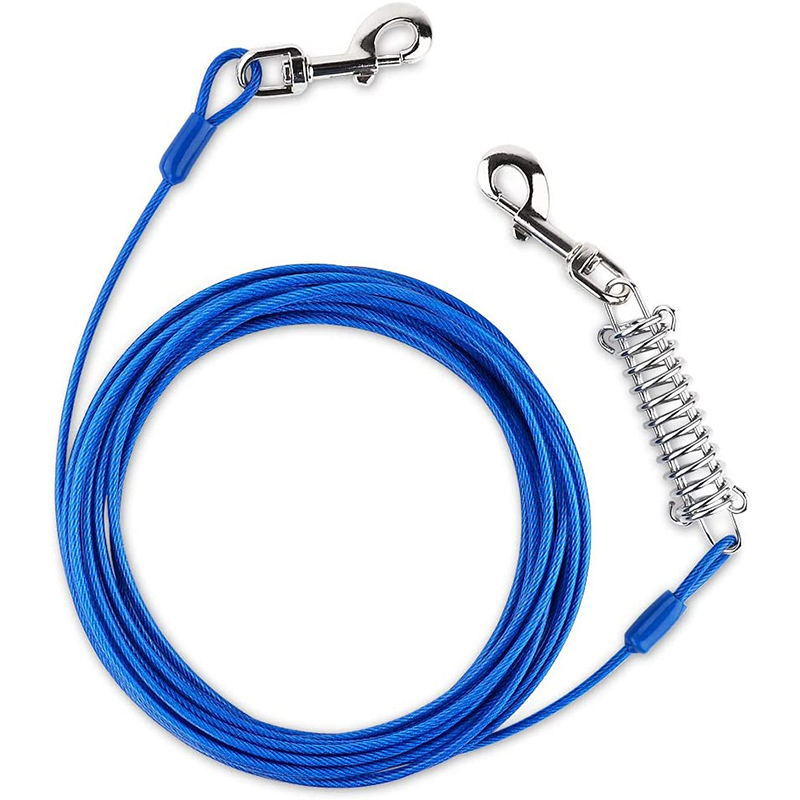 Factory in Stock Stainless Steel Dog Tie Cable Safety Rope Dog Chain Hook Pet Supplies Rubber Coated PET Hand Holding Rope