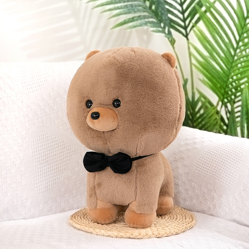 Rabbit Fur Dog Plush Toy than Bear Baby Rabbit Fur Puppy Doll Bow Tie Dog Children&#039;s Ragdoll Cross-Border Wholesale
