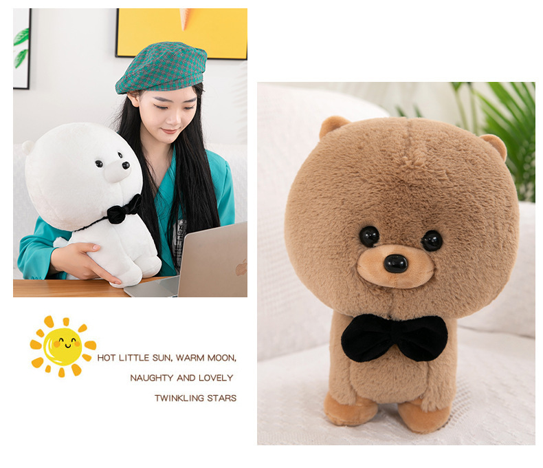 Rabbit Fur Dog Plush Toy than Bear Baby Rabbit Fur Puppy Doll Bow Tie Dog Children's Ragdoll Cross-Border Wholesale
