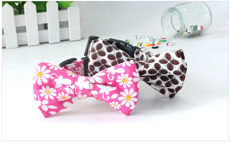 Factory Customized Pet Supplies Bow Tie Dog Collar Printed Collar Release Buckle Buckle Quality Assurance