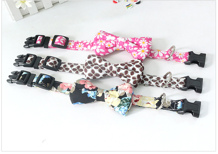 Factory Customized Pet Supplies Bow Tie Dog Collar Printed Collar Release Buckle Buckle Quality Assurance