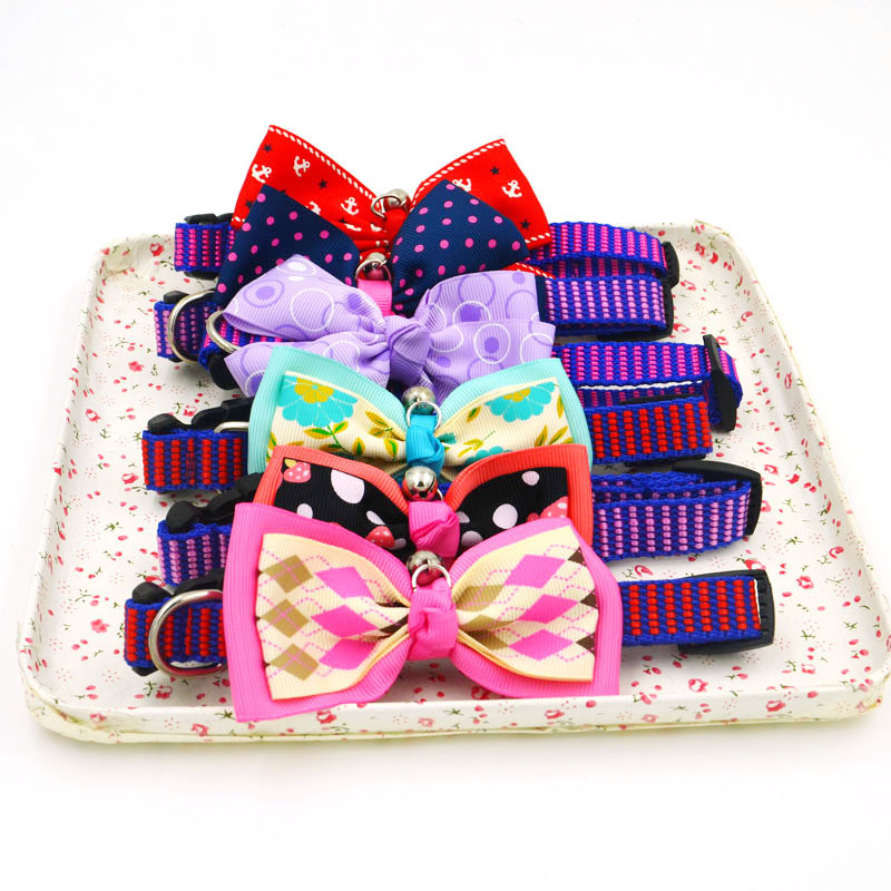 Pet Cute Bow Tie Collar Bow Dog Traction Bell Collar Pet Supplies Wholesale
