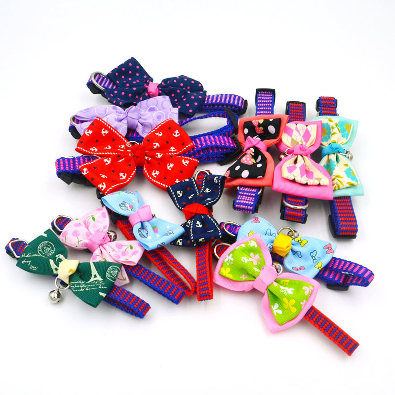 Pet Cute Bow Tie Collar Bow Dog Traction Bell Collar Pet Supplies Wholesale