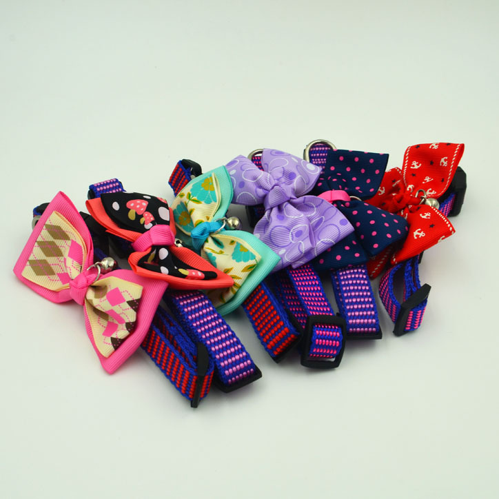 Pet Cute Bow Tie Collar Bow Dog Traction Bell Collar Pet Supplies Wholesale