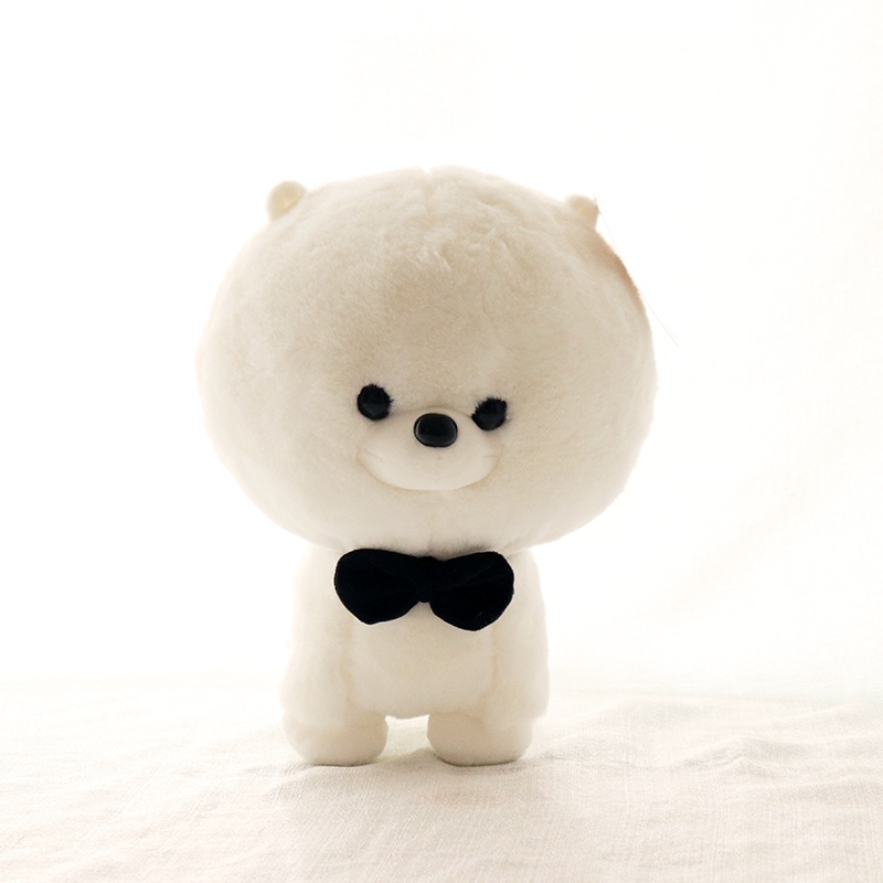 Cute Bichon Dog Doll Plush Toys Bow Tie Puppy Doll Ragdoll Children&#039;s Birthday Gifts Simulation