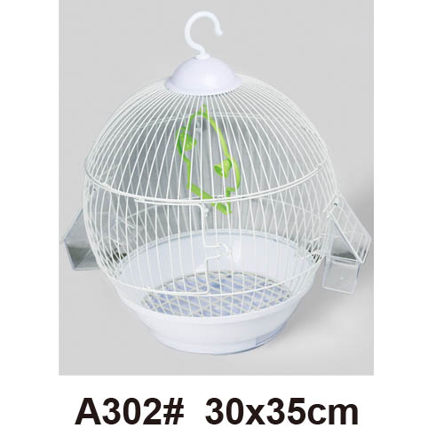 A wire round bird cage