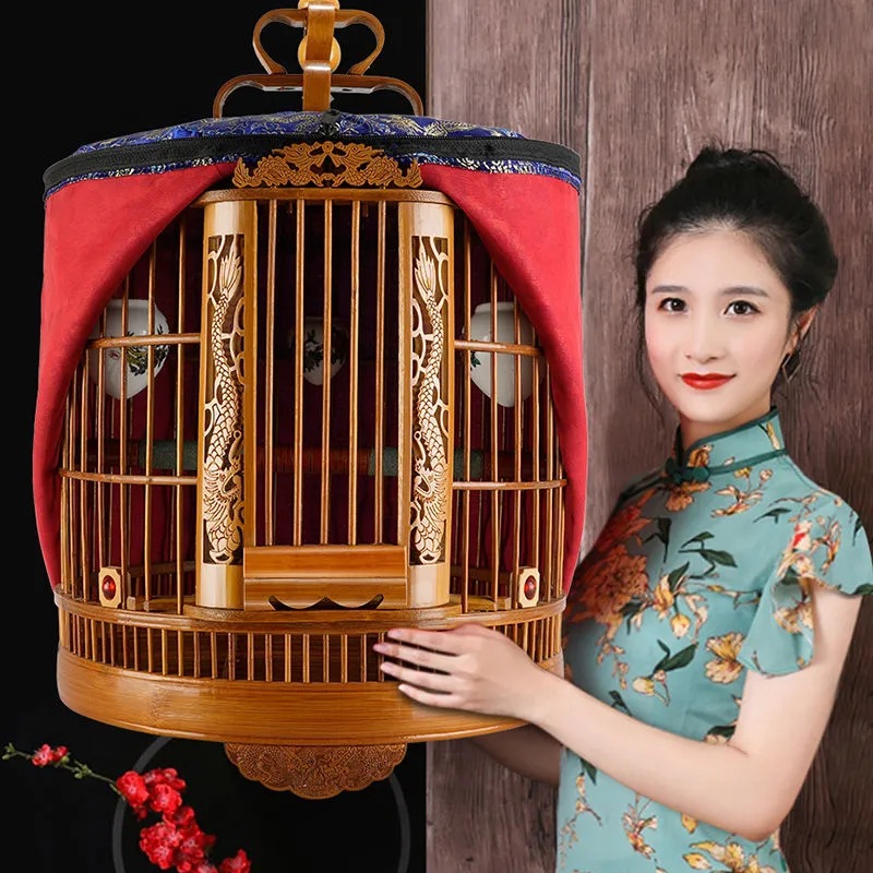 Bird Cage Parrot Thrush Big Brother Brother Qi Large out Bamboo Bird Cage Flower Stick Stand Minipet Supplies
