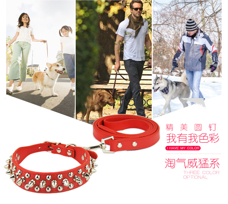 Amazon Hot Rivet Collar Anti-Bite Rivet Pet Collar Small and Medium Size Dog Leash Pull Constantly Pu Dog Collar