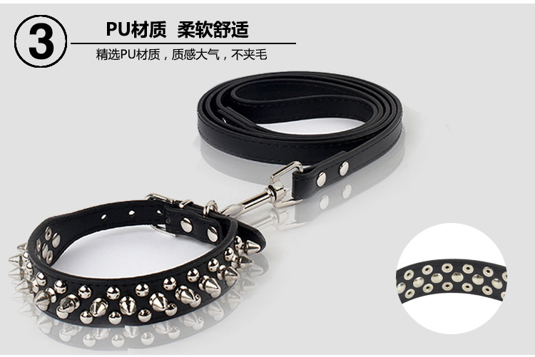 Amazon Hot Rivet Collar Anti-Bite Rivet Pet Collar Small and Medium Size Dog Leash Pull Constantly Pu Dog Collar