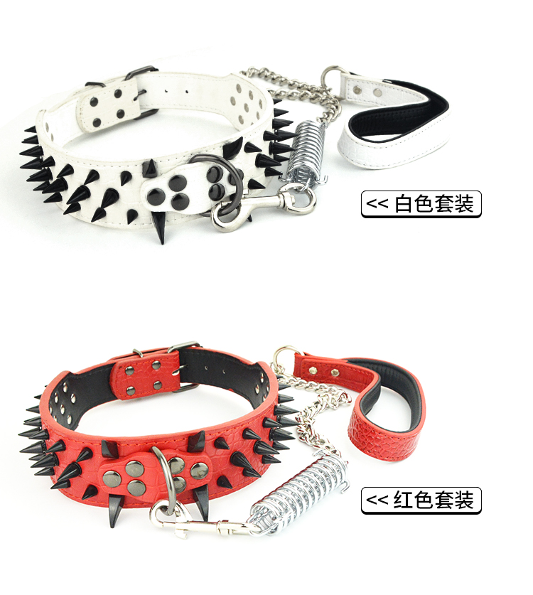 Hot Black Spike Dog Leash Barbed Dog Collar Large Rivet Anti-Bite Pet Collar Custom Dog Leash Hot Black Spike Dog Leash Barbed Dog Collar Large Rivet Anti-Bite Pet Collar Custom Dog Leash