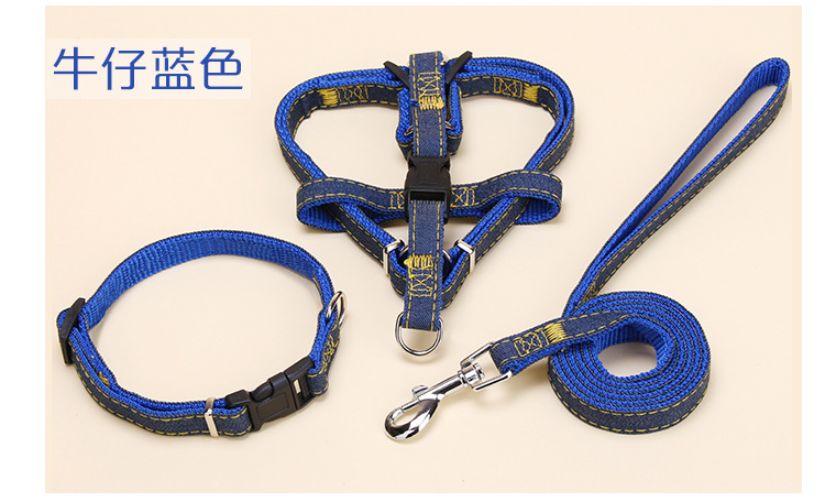 Pet Hand Holding Rope Denim 2-Piece Or 3-Piece Set Dog Leash Dog Leash Traction Pet Collar Factory Direct Sales Wholesale Pet Hand Holding Rope Denim 2-Piece Or 3-Piece Set Dog Leash Dog Leash Traction Pet Collar Factory Direct Sales Wholesale