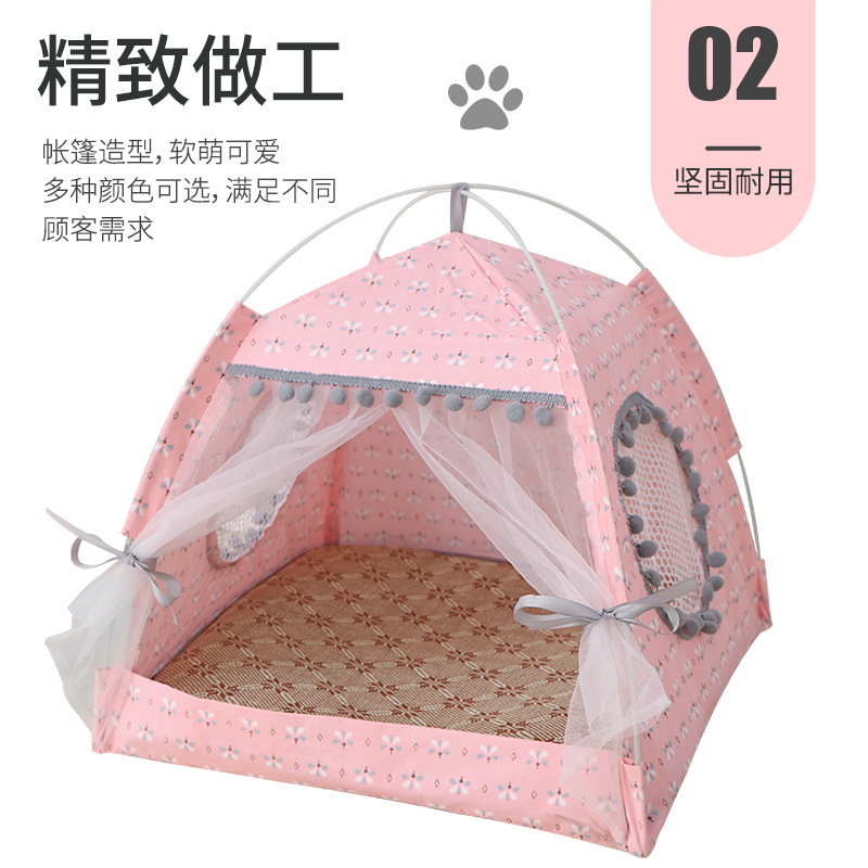 Summer Cat Litter Small Dog Winter Cat Tent Net Red  Kennel Washable Foldable Pet Bed