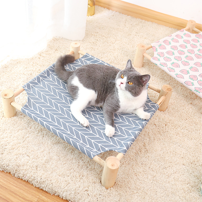 Pet Camp Bed Kennel Summer Small Dog Wooden Four Seasons Available Cat Pad Yi Removable Washable Cat Nest Cat Supplies