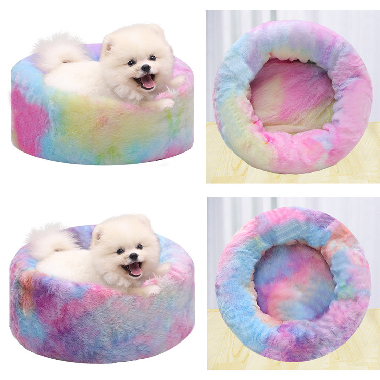 Currently Available Winter round Plush Small Cat Litter Cat House Dog Kennel Pet Bed Supplies Dog Cat Mat