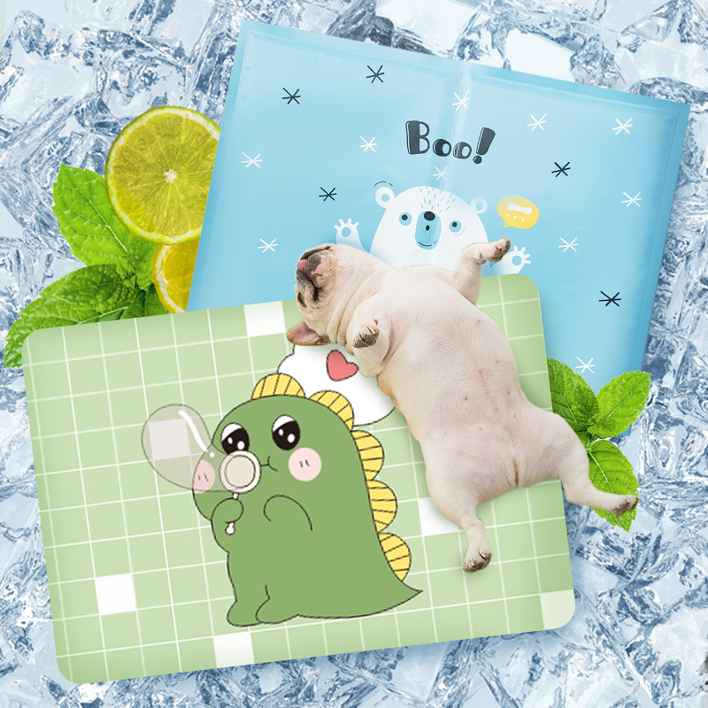 Cartoon Puppy Dog Ice Pad Cat Mat Small and Medium-Sized Dogs Pet Bed Pet Bed Summer Floor Mat Kennel Cooling Supplies