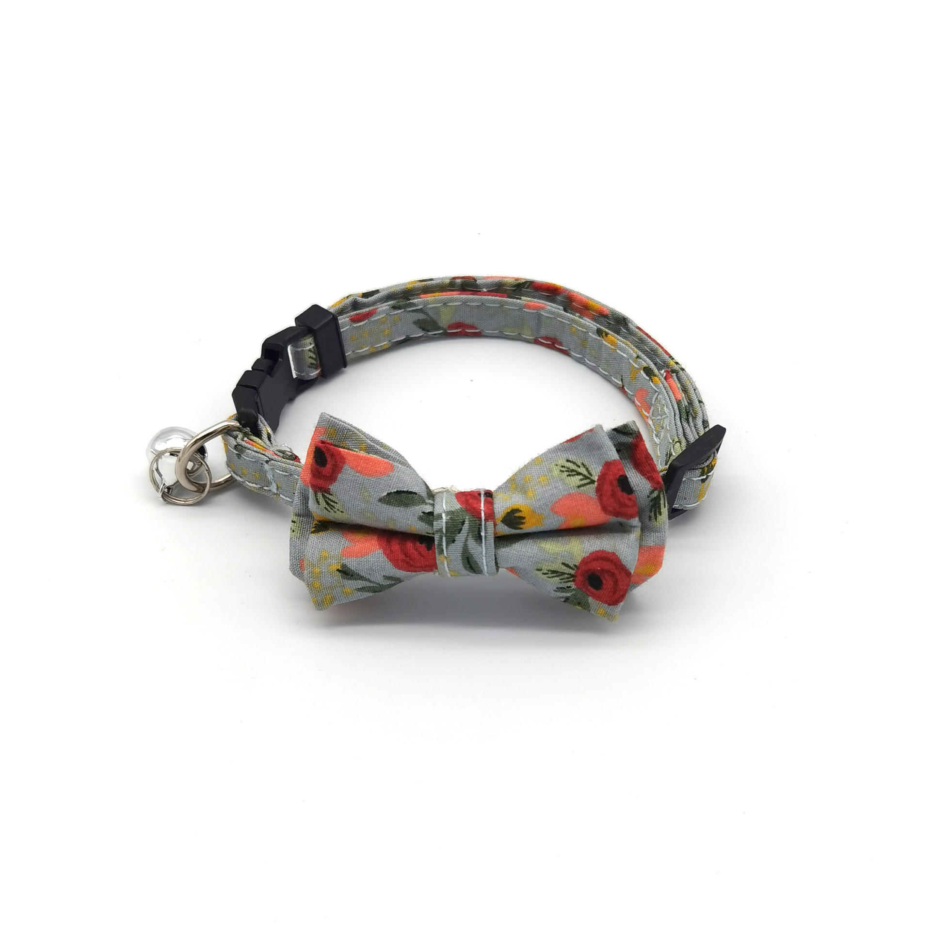 2021 New Floral Plaid Collar Pet Bell Collar Cat Bow Collar Cross-Border Recommended Cat Collar