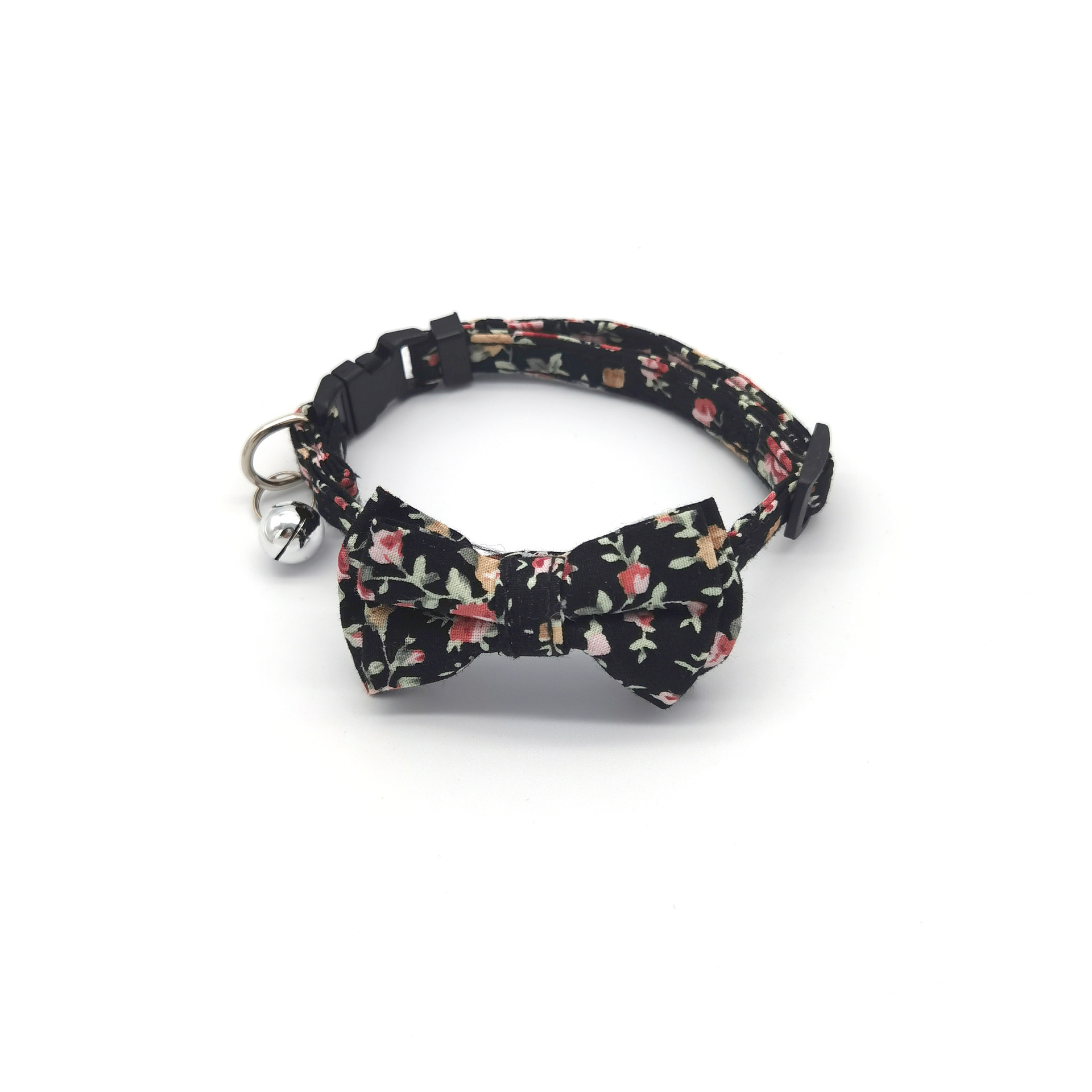 2021 New Floral Plaid Collar Pet Bell Collar Cat Bow Collar Cross-Border Recommended Cat Collar
