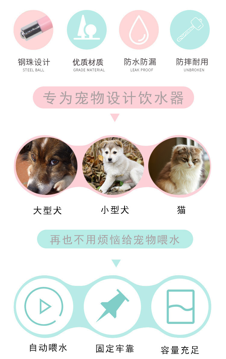 Pet drinking fountain wall hanging drinking bottle dog cat rabbit with bottle feeding kit hanging cage wall easy to install Pet drinking fountain wall hanging drinking bottle dog cat rabbit with bottle feeding kit hanging cage wall easy to install