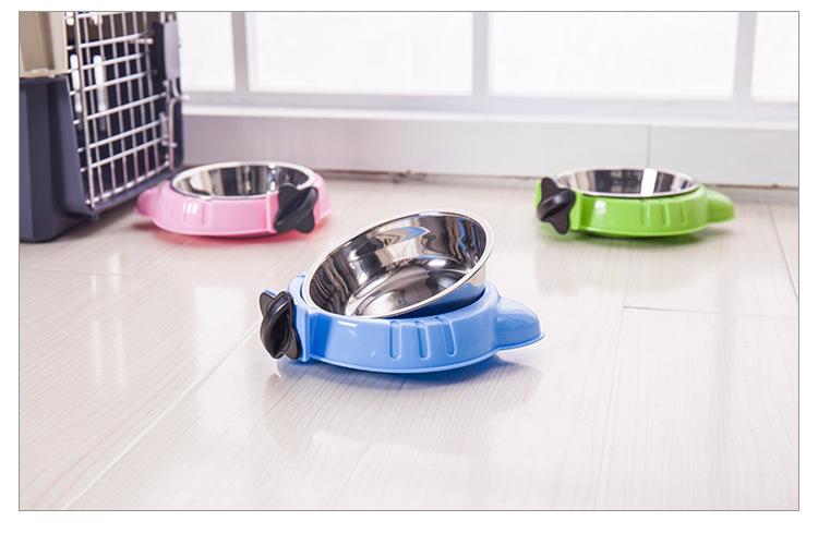 Pet supplies new cartoon cat head hanging cage bowl Pet bowl dog basin hanging dog bowl cat bowl