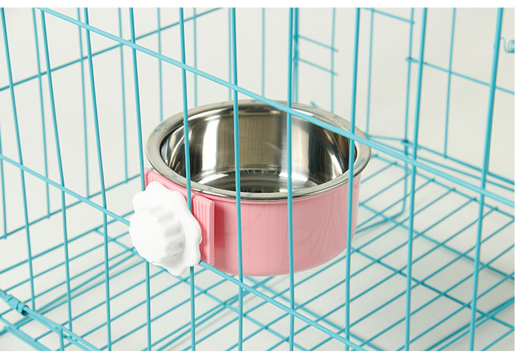 Pet Bowl Pet Hanging Single Bowl Dog Basin Dog Feeder Cat Bowl Stainless Steel Hanging Cage Dog Bowl Thickened Fixed Cat