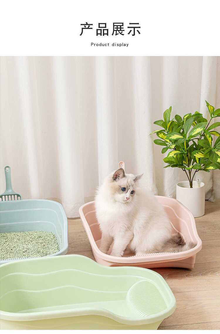 Large Semi-Closed Litter Box Cat Litter Box with Shovel plus-Sized Cat Toilet Heightening Integrated Cat Supplies Pooper Scooper