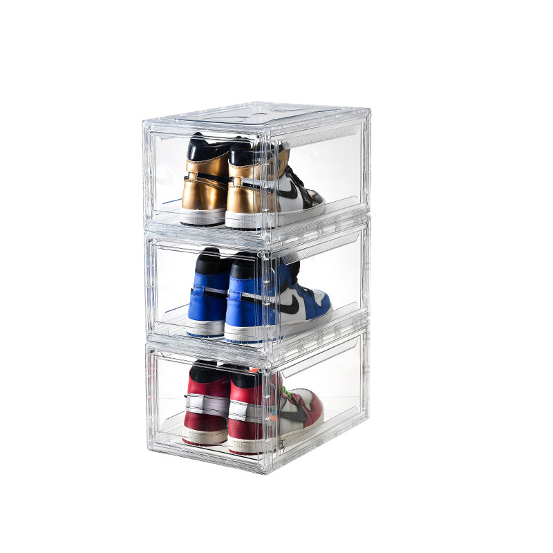 Pet Magnetic Air Jordan Sneakers Storage Box Transparent Basketball Shoes Shoe Box Collection Display Shoe Cabinet Sneakers Flip Unisex Shoes