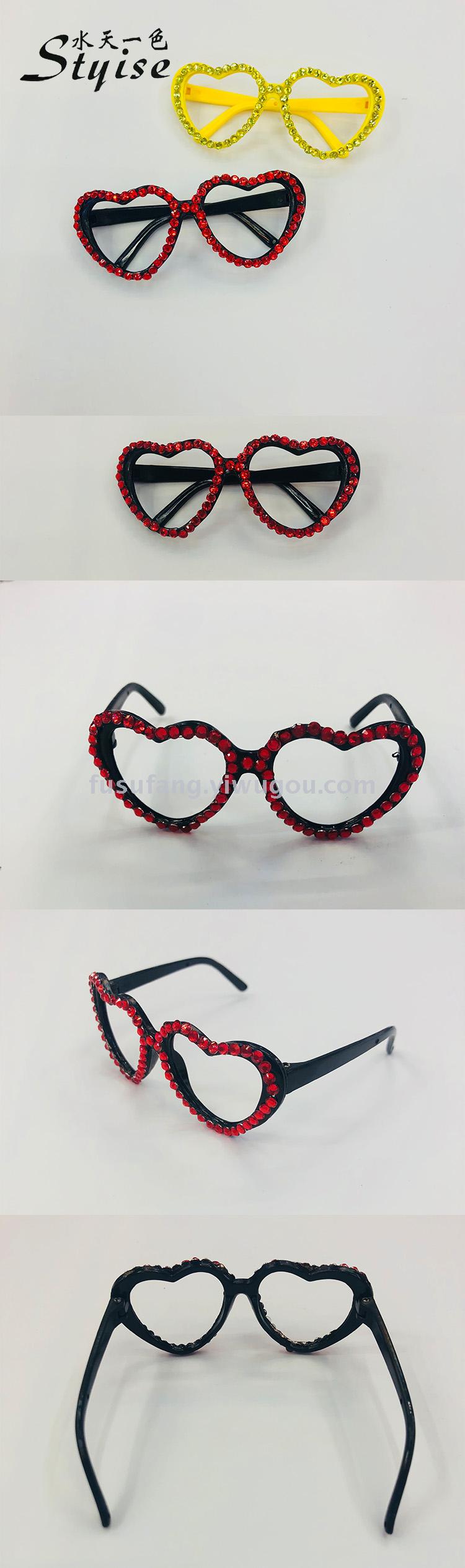 Pet decoration crafts peach heart set diamond small glasses toy glasses accessories glasses 147 Pet decoration crafts peach heart set diamond small glasses toy glasses accessories glasses 147