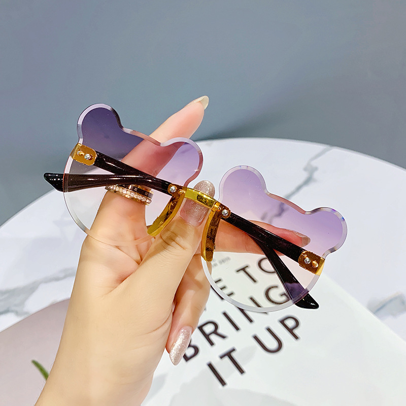 Children&#039;s Toy Glasses Cartoon Cute Discolored Sunglasses New Korean Style Frameless Small Face Cats&#039; Eye Sunglasses Women