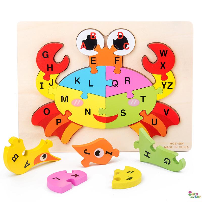 Dimensional jigsaw children boys and girls early education educational toys traffic animals alphanumeric wooden puzzle board