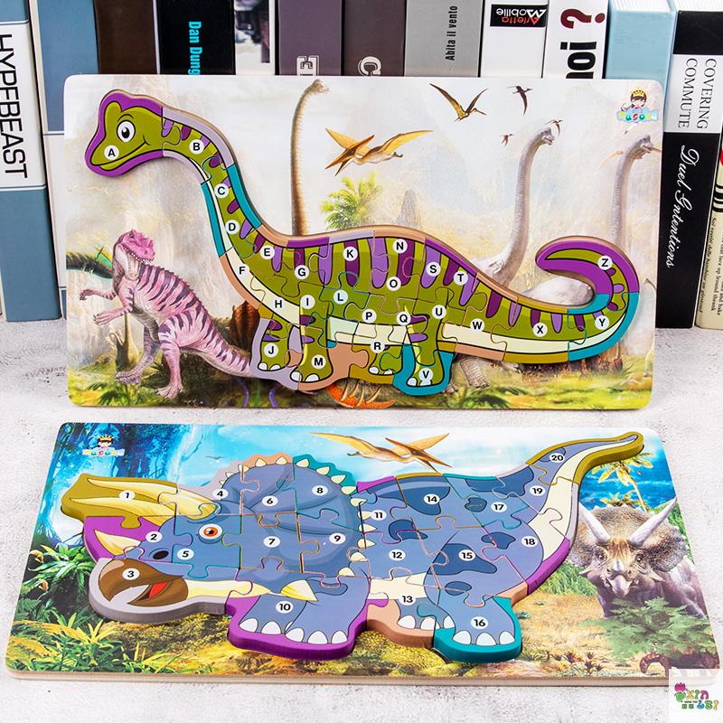 Wooden jigsaw dinosaur child boy and girl puzzle puzzle intelligence development early education toys 3-6 years old