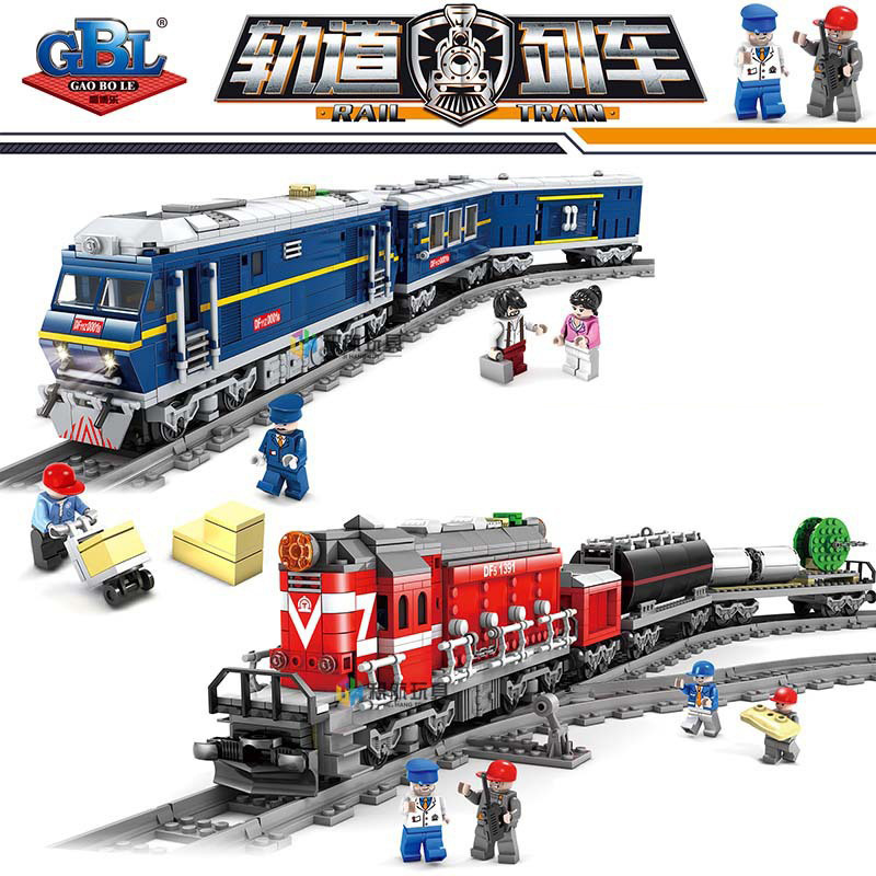 Kazi 98219-20 Electric Rail Train Dongfeng Diesel Diesel Locomotive Children Assembling Building Blocks Train Toy