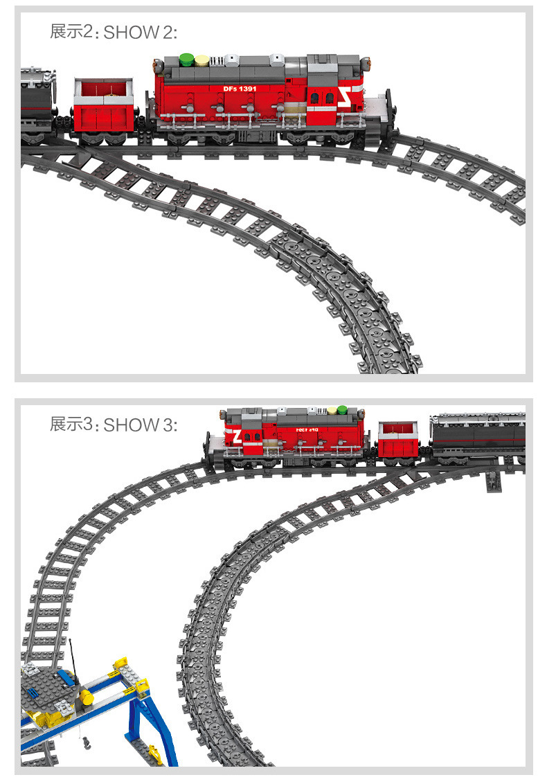 Kazi 98219-20 Electric Rail Train Dongfeng Diesel Diesel Locomotive Children Assembling Building Blocks Train Toy