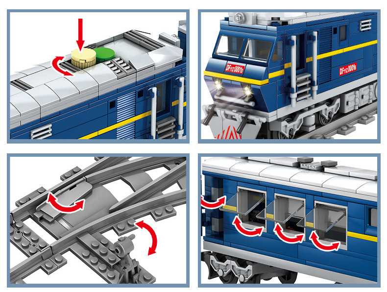 Kazi 98219-20 Electric Rail Train Dongfeng Diesel Diesel Locomotive Children Assembling Building Blocks Train Toy
