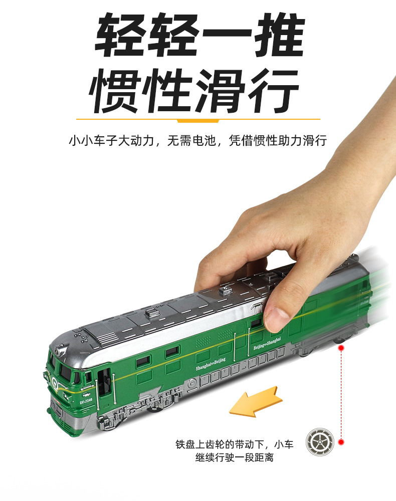 Simulation Green Leather Inertia Double-Headed Train Children's Toy Car Model Boy Train High-Speed Rail Car Stall