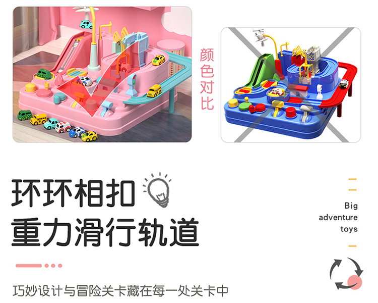 Free Shipping Douyin Online Influencer Baby Girls' Toy Rail Car Car Small Train Crossing the Gate Adventure Intelligence Brain