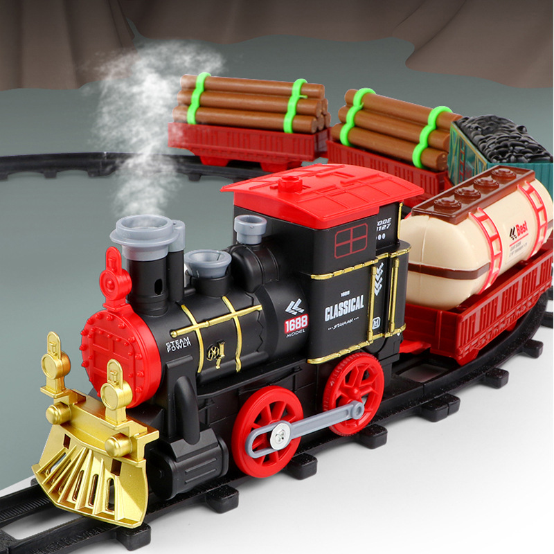 Simulation Classical Smoke Train Children Electric Rail Car Train Toy