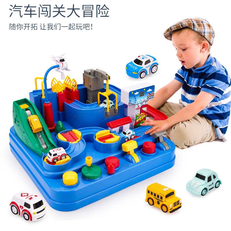 Car Entrance Adventure TikTok Same Small Train Rail Car Parking Lot Children&#039;s Toy New Year Gift