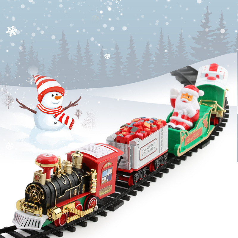 Foreign Trade Electric Christmas Train Electric Sound and Light Hanging Train Toy