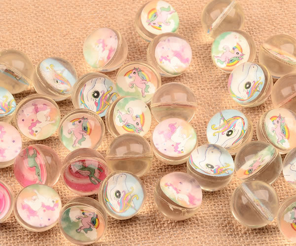 32mm Rubber Bouncy Ball Unicorn Xiaoli Paper Card Bouncing Ball 1 Yuan Gashapon Machine Ball Children's Paradise Floating Ball