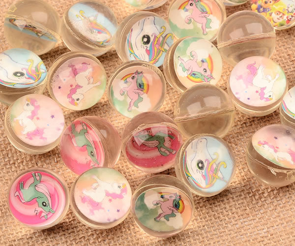 32mm Rubber Bouncy Ball Unicorn Xiaoli Paper Card Bouncing Ball 1 Yuan Gashapon Machine Ball Children's Paradise Floating Ball