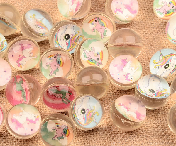 32mm Rubber Bouncy Ball Unicorn Xiaoli Paper Card Bouncing Ball 1 Yuan Gashapon Machine Ball Children's Paradise Floating Ball