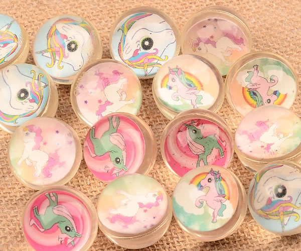 32mm Rubber Bouncy Ball Unicorn Xiaoli Paper Card Bouncing Ball 1 Yuan Gashapon Machine Ball Children's Paradise Floating Ball