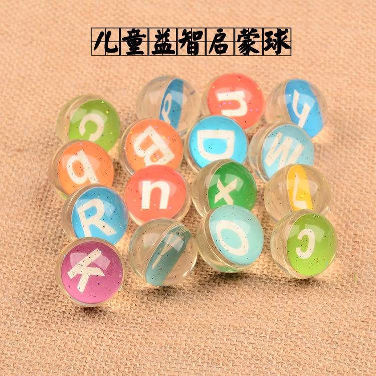 32mm Rubber Bouncy Ball English Letter Paper Card Bouncing Ball 1 Yuan Gashapon Machine Ball Children&#039;s Paradise Floating Ball
