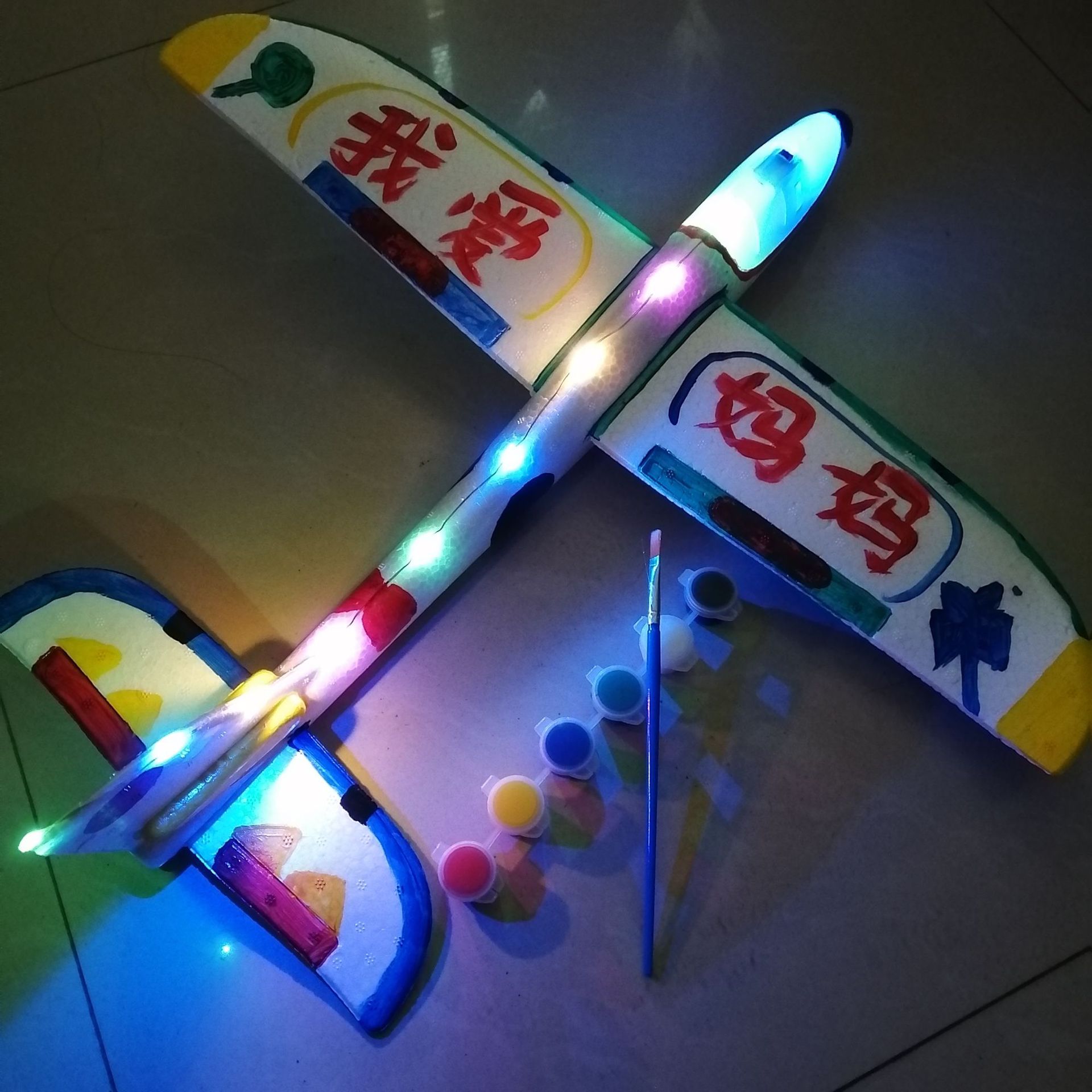 Full-Body Luminous Hand Throw Plane Foam Toy Throwing Glider Internet Celebrity Splicing Stunt Swing Stall Toy