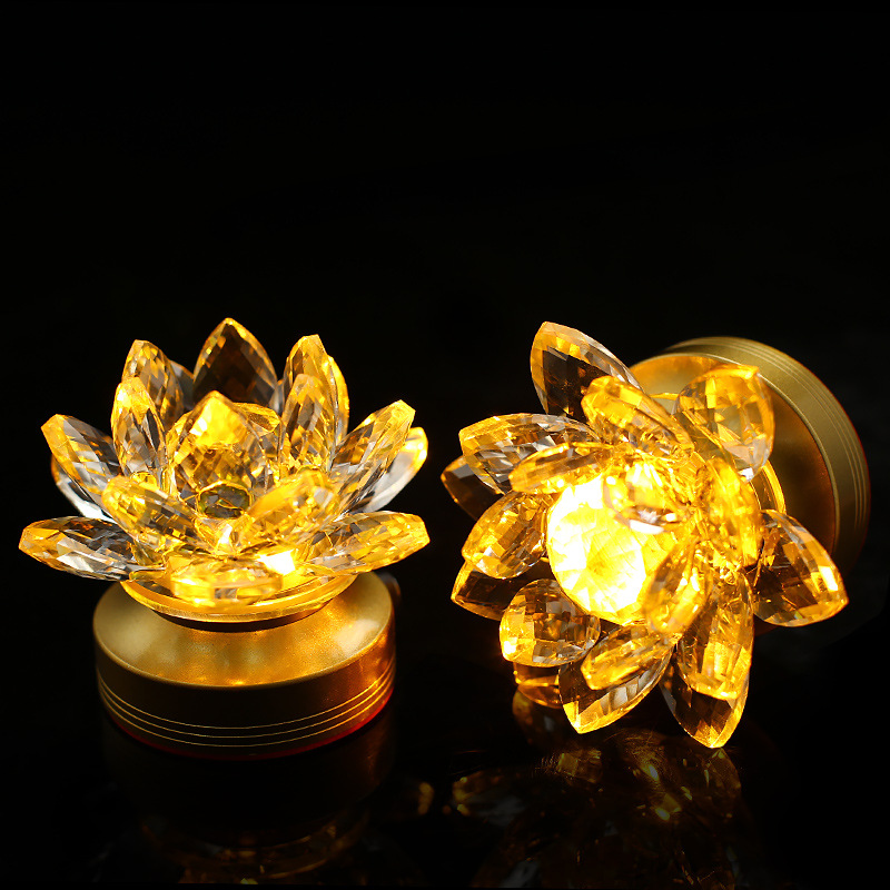 Lotus Lantern  Household Crystal Led Buddha Lamp Buddha Front Lantern Pilot Lamp Guanyin Colorful Lotus Lamp