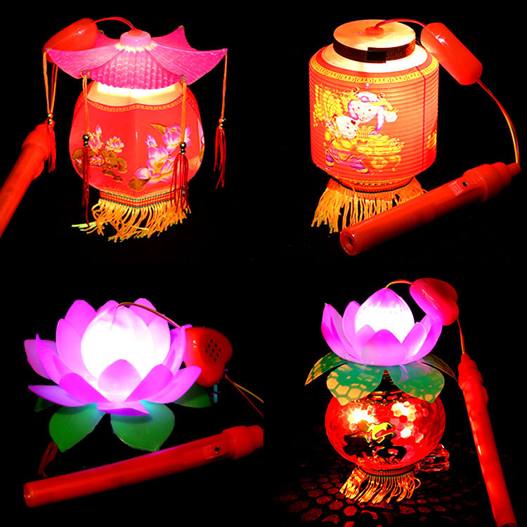 Lantern Portable Lotus Lamp Lantern Luminous GD Flash Music Children&#039;s Toy Night Market Stall Wholesale Lotus Lantern