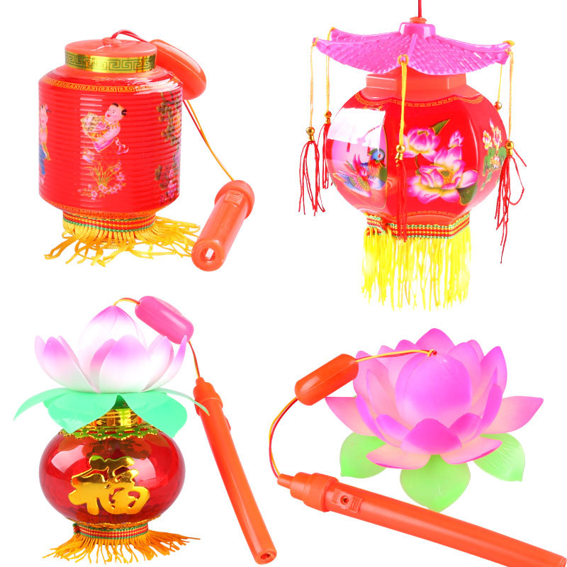 Lantern Portable Lotus Lamp Lantern Luminous GD Flash Music Children&#039;s Toy Night Market Stall Wholesale Lotus Lantern