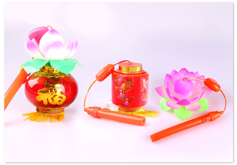Lantern Portable Lotus Lamp Lantern Luminous GD Flash Music Children's Toy Night Market Stall Wholesale Lotus Lantern