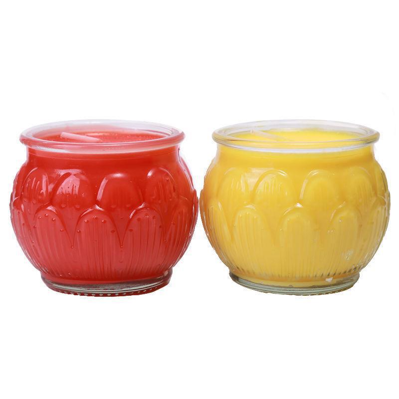 . Lotus Butter Lamp 24-Hour Flat-Mouth Lotus Lantern Buddhist Supplies Smoke-Free Buddha Lotus Lantern