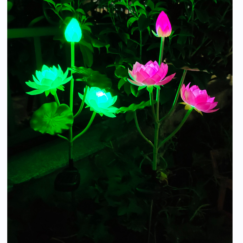 Solar Color Color Changing Lotus Festive Lantern Led Floor Outlet Lotus Lotus Lamp Festive Lantern Decoration Lawn Lamp 3led Simulation Festive Lantern Festive Lantern